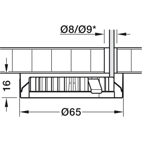 Housing for undermounted light, for Häfele Loox and Häfele Loox5 LED drill hole Ø58mm