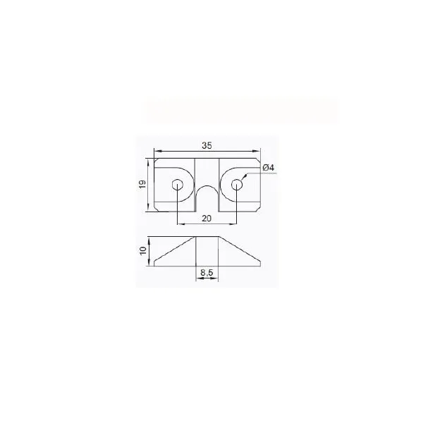 Drawer stop, plastic, for central locks, CC20mm, black