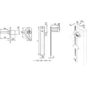 Central lock 1018 L600mm 3x13mm, 40mm tail, nickel plated