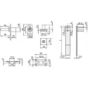 Central lock 851N L500mm, Ø19x22mm 8mm, lateral lock, nickel plated