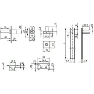 Central lock 851N L500mm, Ø19x22mm 8mm, lateral lock, nickel plated