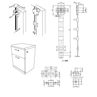 Spynelė centrinė 851N šoninis užraktas L600mm, Ø19x22mm, 8mm,