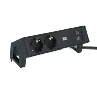 Rozečių blokas DESK2 2xCEE7/3, 1 A/C 22W USB kroviklis, laidas L200mm, GST18, juoda RAL9005