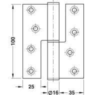 Drill-in hinge, for flush interior doors up to 68kg, Startec