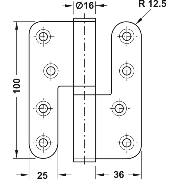 Drill-in hinge, for flush interior doors up to 68kg, Startec
