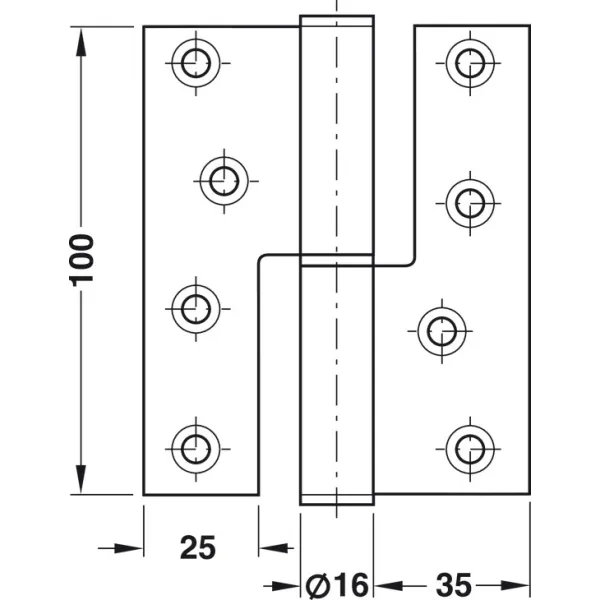 Drill-in hinge, for flush interior doors up to 68kg, Startec