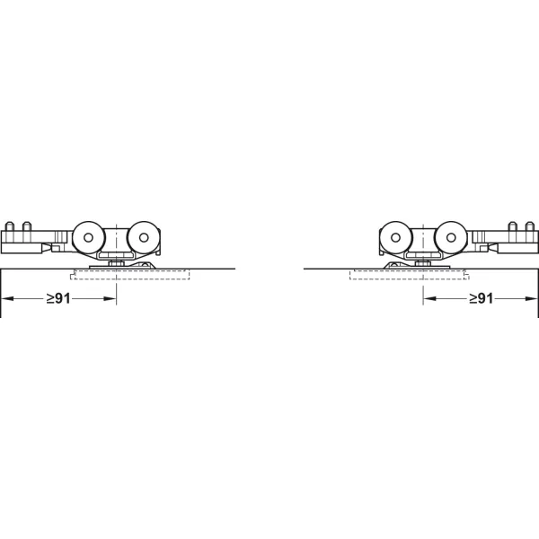Sliding door fitting, Slido D-Line11 50C, set without running track