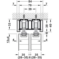 Sliding door fitting, Slido D-Line11 50C, set without running track