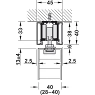 SDS Slido D-Line 50 C, 1 medinėms/stiklo durims be švelnaus uždarymo