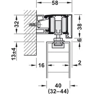 Sliding door fitting, Slido D-Line11 50C, set without running track