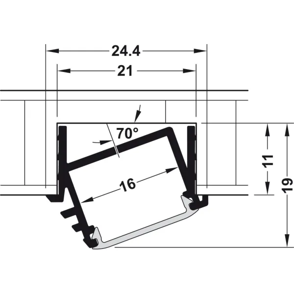 Profile for recess mounting, Häfele Loox Profile 1192