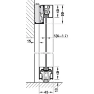 Sliding door fitting, Slido D-Line43 80N, frame door for glass and wooden panel