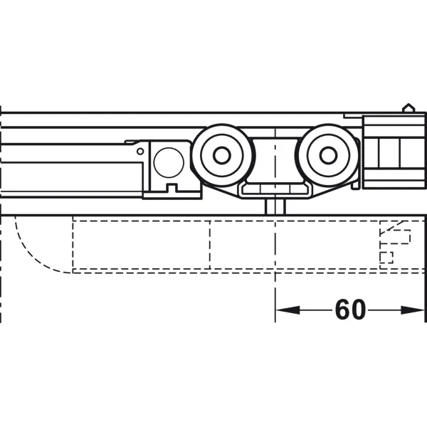 Track set, for pocket door solution, for Häfele Slido D-Line11 50I / 80I / 120I, 50L / 80L / 120L