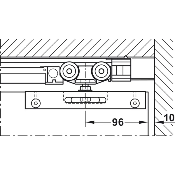 Track set, for pocket door solution, for Häfele Slido D-Line11 50I / 80I / 120I, 50L / 80L / 120L