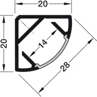 Corner profile, Häfele Loox Profile 2195 for LED strip lights 10mm