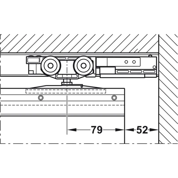 Track set, for pocket door solution, for Häfele Slido D-Line11 50I / 80I / 120I, 50L / 80L / 120L