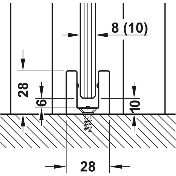 Track set, for pocket door solution, for Häfele Slido D-Line11 50I / 80I / 120I, 50L / 80L / 120L