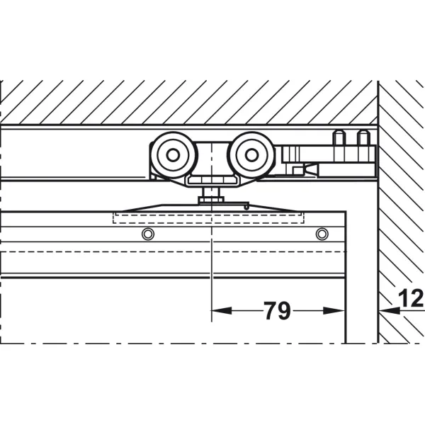 Track set, for pocket door solution, for Häfele Slido D-Line11 50I / 80I / 120I, 50L / 80L / 120L