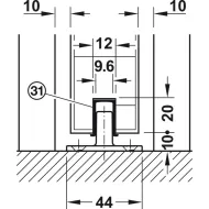 Track set, for pocket door solution, for Häfele Slido D-Line11 50I / 80I / 120I, 50L / 80L / 120L