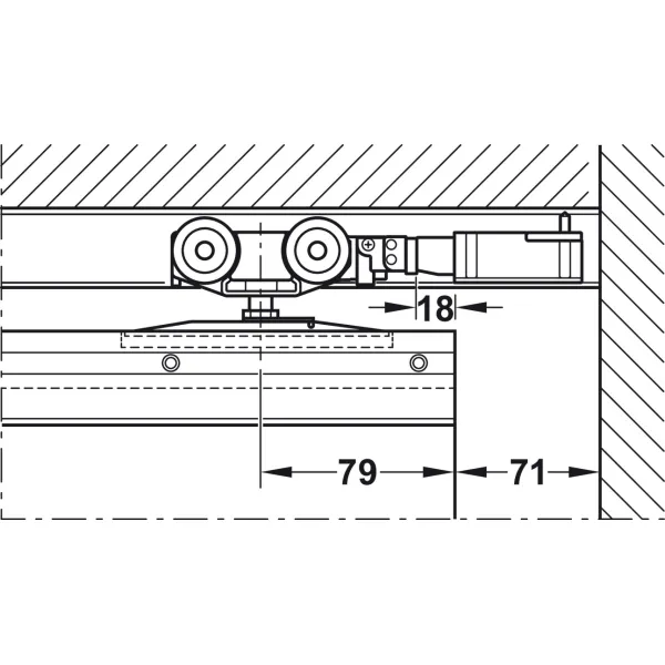 Track set, for pocket door solution, for Häfele Slido D-Line11 50I / 80I / 120I, 50L / 80L / 120L