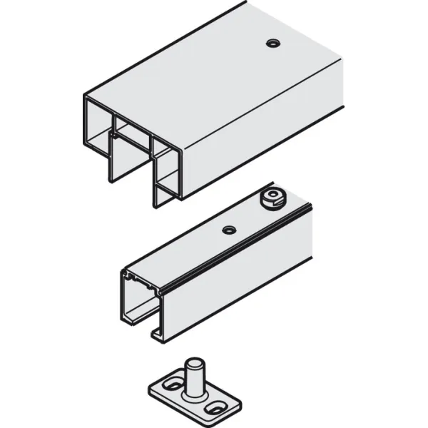 Track set, for pocket door solution, for Häfele Slido D-Line11 50I / 80I / 120I, 50L / 80L / 120L