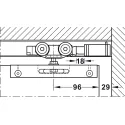 Track set, for pocket door solution, for Häfele Slido D-Line11 50I / 80I / 120I, 50L / 80L / 120L