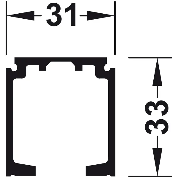Single running track, Pre-drilled, W31mm H33mm