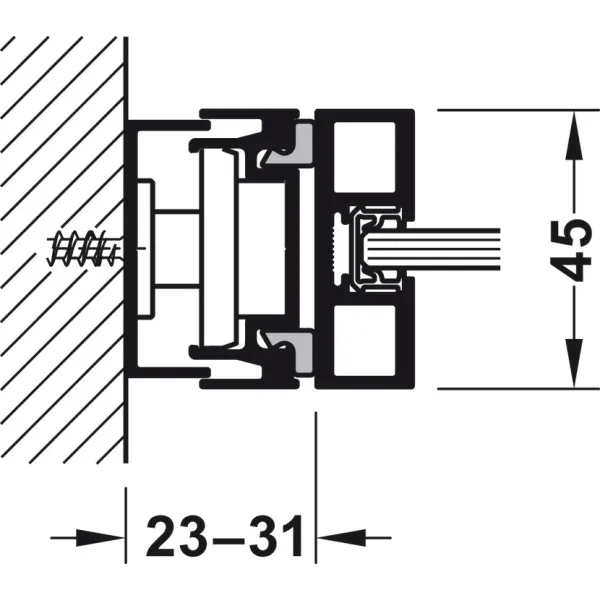 Sliding door fitting, Häfele Slido D-Line11 80C, set without running track