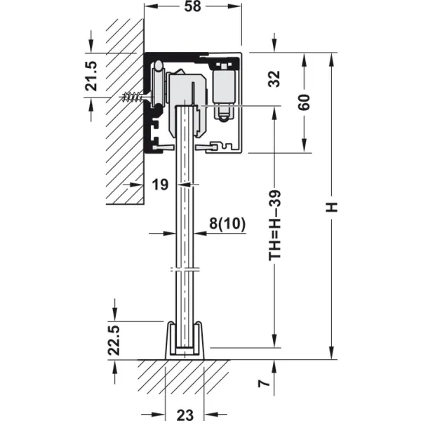 Sliding door fitting, Slido D-Line12 50E, set