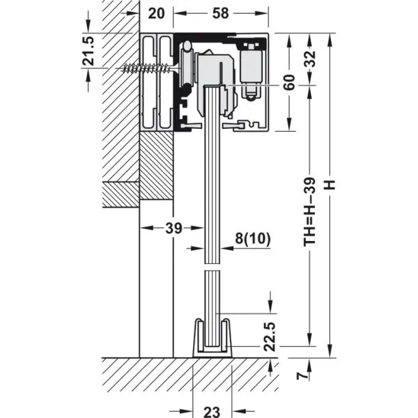 Sliding door fitting, Slido D-Line12 50E, set