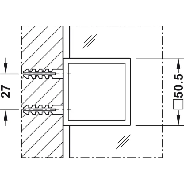 Tumbler holder, For wall-glass connection, concealed wall mounting