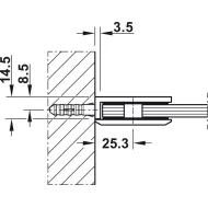 Tumbler holder, For wall-glass connection, concealed wall mounting