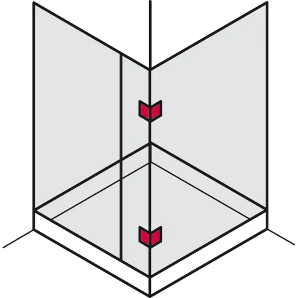Tumbler holder, for glass-glass connections, 90° glass front