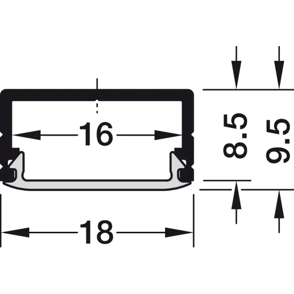Profile for under mounting, Häfele Loox Profile 2190 for LED strip lights 10mm