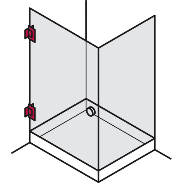 shower door hinge, For wall-glass connection