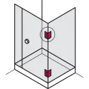 shower door hinge, for glass-glass connections, 90° glass front