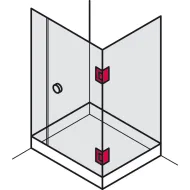 shower door hinge, for glass-glass connections, 90° glass front