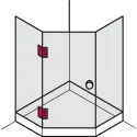 shower door hinge, for glass-glass connections, 135° glass front