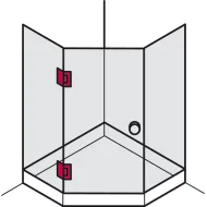 shower door hinge, for glass-glass connections, 135° glass front