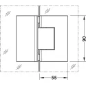 shower door hinge, for glass-glass connections, 135° glass front
