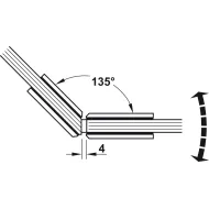 shower door hinge, for glass-glass connections, 135° glass front