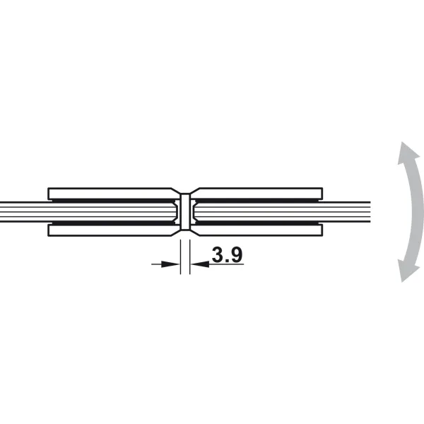 shower door hinge, for glass-glass connections, 180° glass front