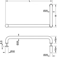Rankena dušo durims apvali L575mm, H475mm, juoda