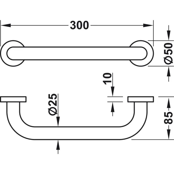 Grab rail, For screw fixing