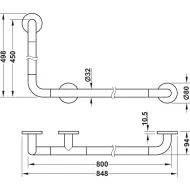 Rankena vonios zonai 800x450mm, juoda