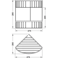 Corner wire basket, chrome plated polished, 2 tiers, Classic series