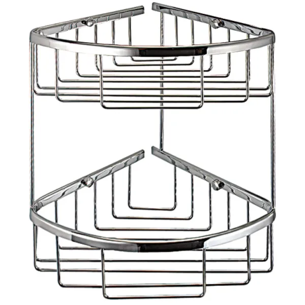 Corner wire basket, chrome plated polished, 2 tiers, Classic series