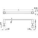 Rankena dušo durims kvadratinė 32x32mm, L525mm, nerūdijančio plieno spalva
