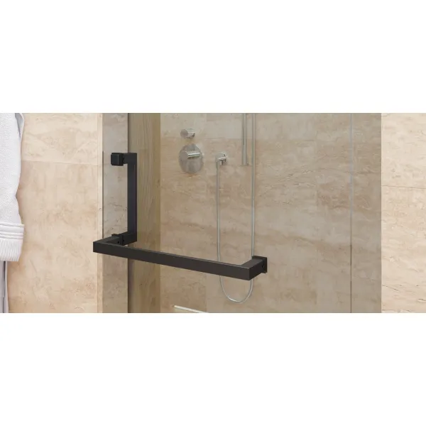Rankena dušo durims kvadratinė L525mm, H325mm, juoda