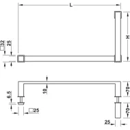 Shower door handle with towel rail, Square